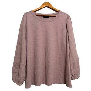Lane Bryant 22/24 Top Light Purple 100% Cotton Puff-Long Sleeves Pin tuck